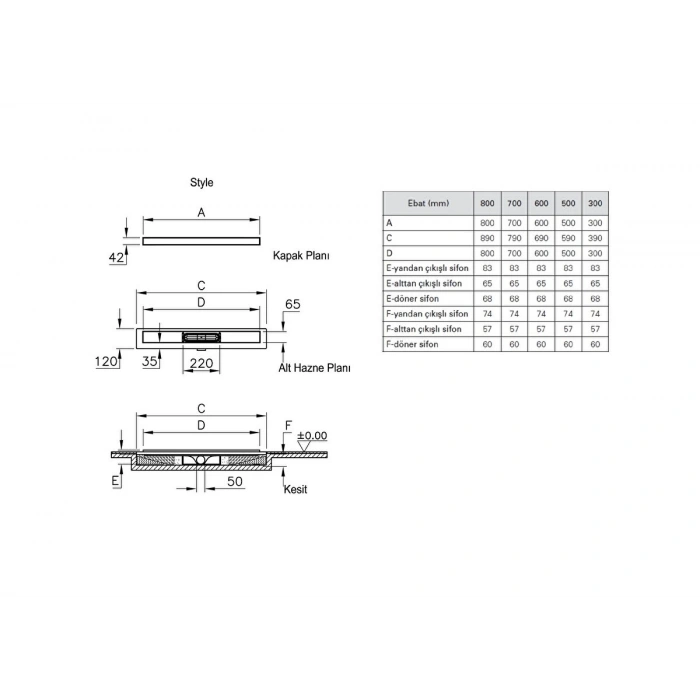 VitrA DK100 59980361000 050 Style Mat Krom Yandan S H:60