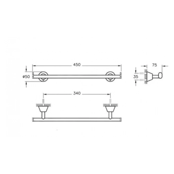 VitrA Matrix A44578 Uzun Havluluk, Krom 45 Cm