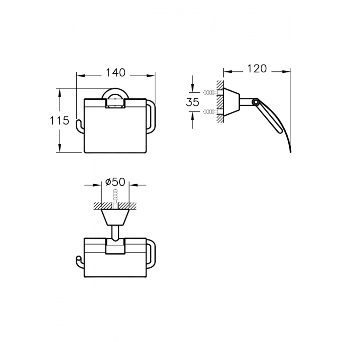 VitrA Matrix A44580 Tuvalet Kağıtlığı, Kapaklı, Krom