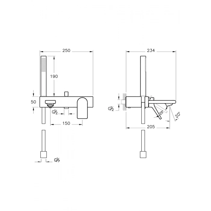 VitrA Memorıa A42334 Banyo Bataryası (El Duşlu) Krom