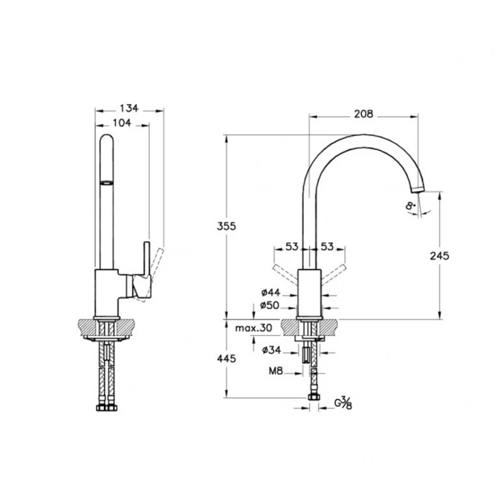 VitrA Minimax S A4209134 Eviye Bataryası, Fırçalı Nikel