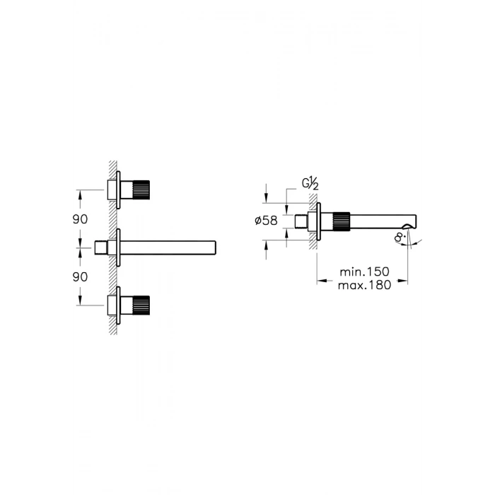 VitrA Origin A4258226 3 Delikli Ankastre Lavabo Bataryası Bakır