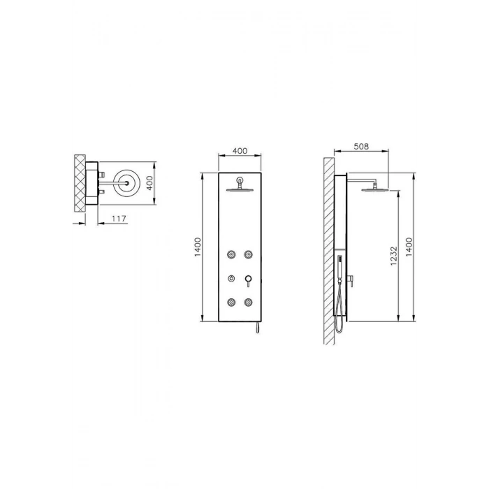 VitrA Origin A45804 Duş Sistemi Masajlı Beyaz Cam-Krom