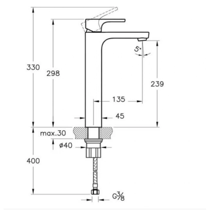 VitrA Sento A42514 Lavabo Bataryası, Yüksek