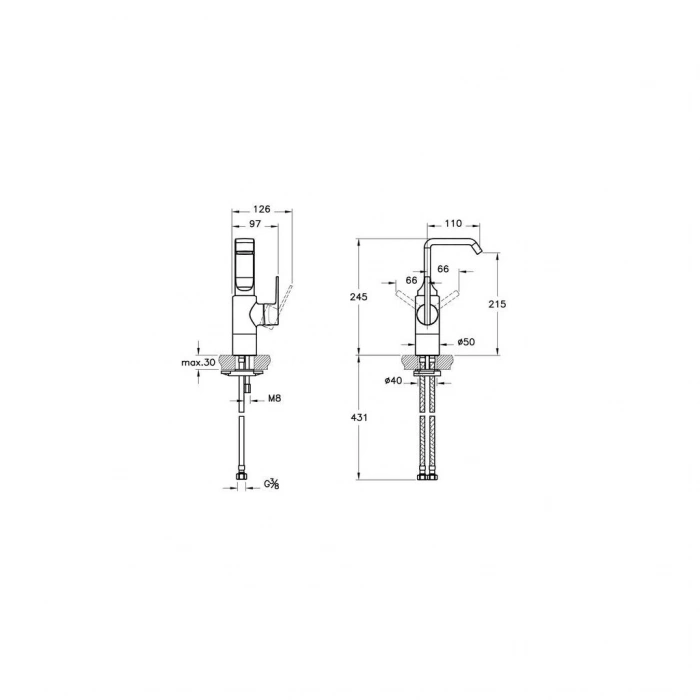 VitrA Suit U A42469 Lavabo Bataryası (Yüksek),Krom