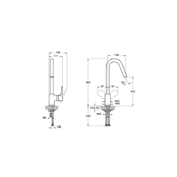 VitrA X-Line A42115 Eviye Bataryası, Krom