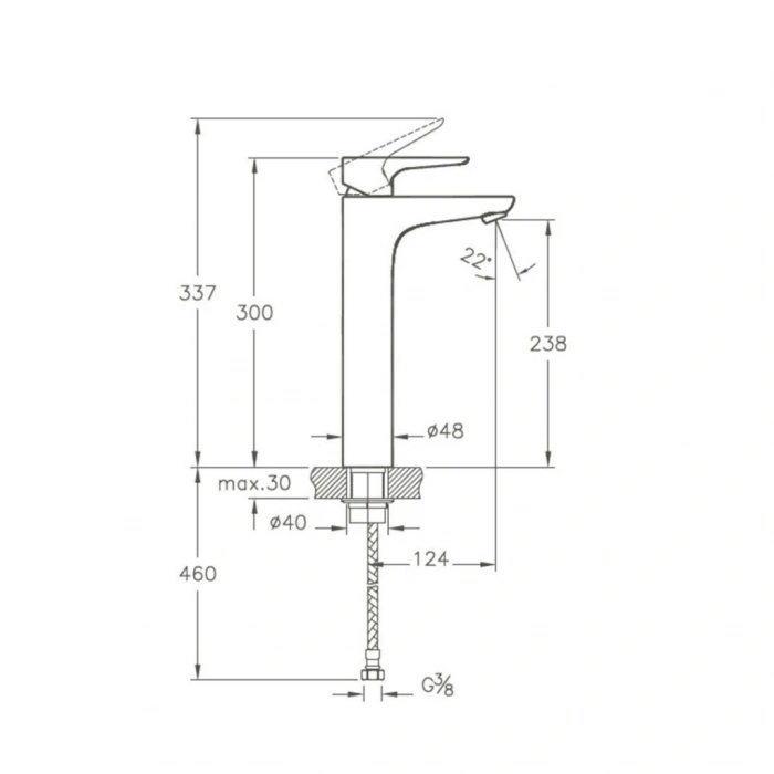 VitrA X-Line A42322 Lavabo Bataryası-Yüksek, Krom