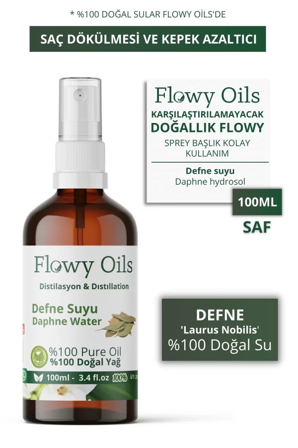 Toptan Defne Suyu Cam Şişe %100 Tam Saf Doğal Yağlı Distilasyon Hidrosöl Suyu Daphne Hydrosol 100ml