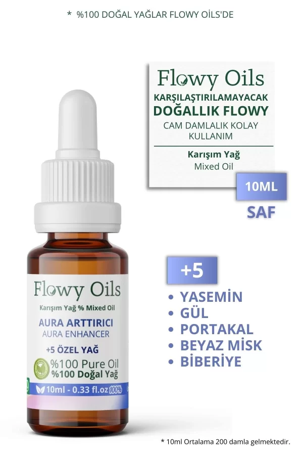 Toptan Flowy Aura Arttırıcı  Doğal Özel bakım yağı %100 saf karışım Aura Enhancer Mixed Oil 10ml