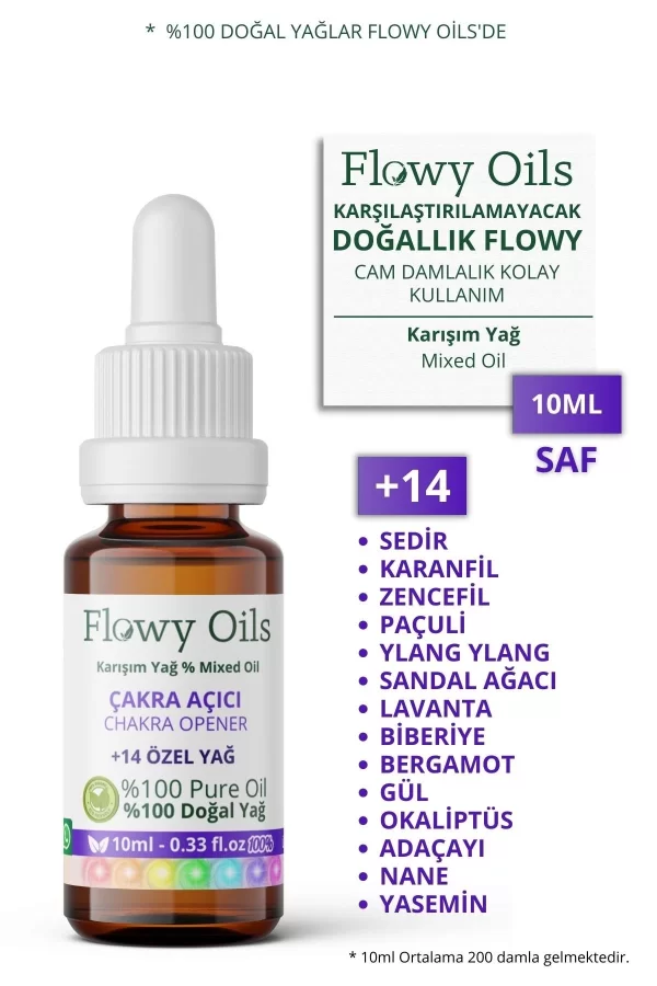 Toptan Flowy Çakra Açıcı Doğal Özel bakım yağı %100 Saf Karışım Chakra Opener Mixed Oil 10ml