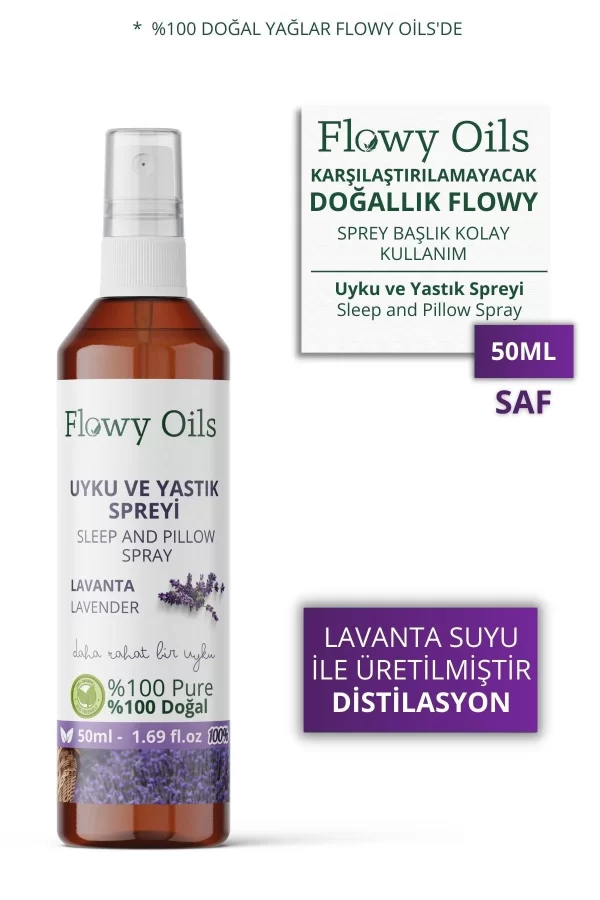 Toptan Flowy Doğal Lavanta Uyku ve Yastık Spreyi Lavender Sleep And Pıllow Spray 50 ml