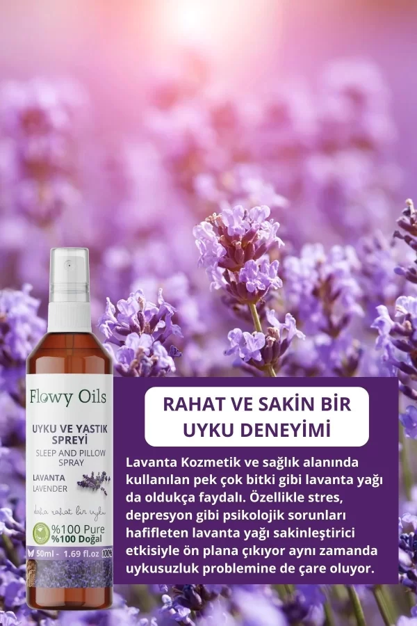 Toptan Flowy Doğal Lavanta Uyku ve Yastık Spreyi Lavender Sleep And Pıllow Spray 50 ml