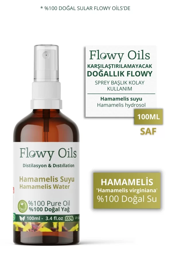 Toptan Hamamelis Suyu Cam Şişe %100 Tam Saf Doğal Yağlı Distilasyon Hidrosöl Suyu Hydrosol 100ml