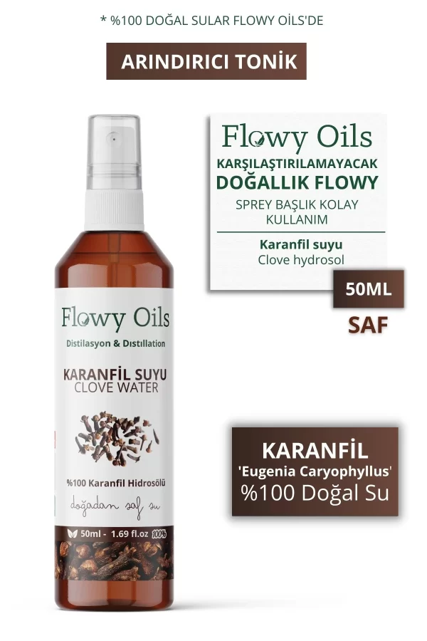 Toptan Karanfil Suyu Arındırıcı Tonik %100 Tam Saf Doğal Yağlı Distilasyon Hidrosöl Suyu Clove Hydro 50ml