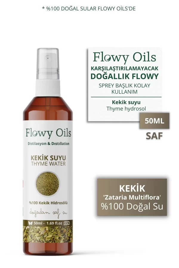 Toptan Kekik Suyu %100 Tam Saf Doğal Yağlı Distilasyon Hidrosöl Suyu Tonik Thyme Hydrosol Tonic 50ml