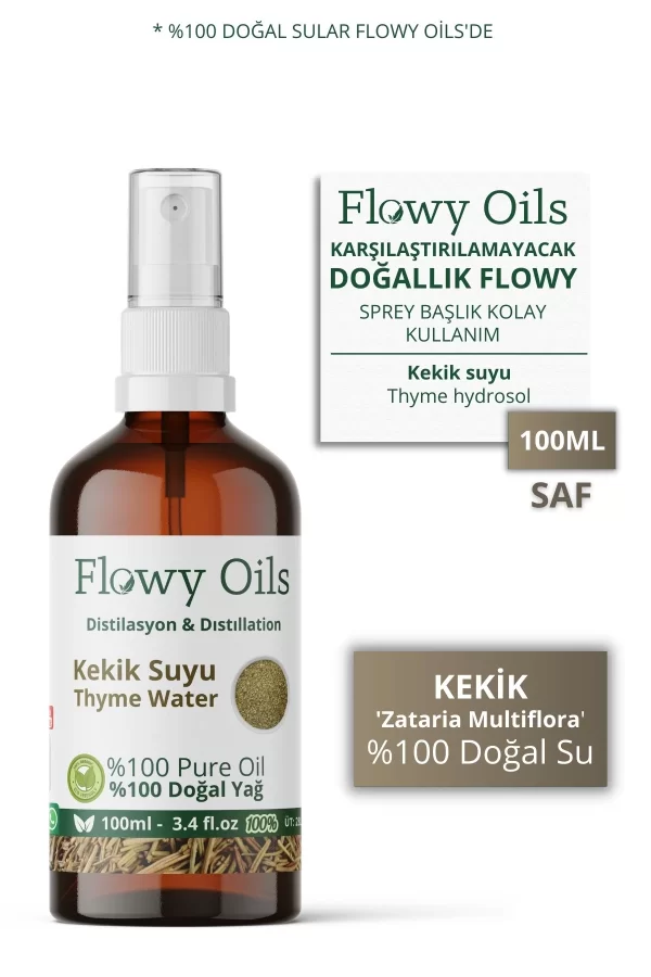 Toptan Kekik Suyu Cam Şişe %100 Tam Saf Doğal Yağlı Distilasyon Hidrosöl Suyu Thyme Hydrosol 100ml