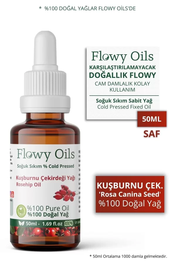 Toptan Kuşburnu Çekirdeği Yağı %100 Doğal Bitkisel Sabit Yağ Rosehip Seed Oil 50ml