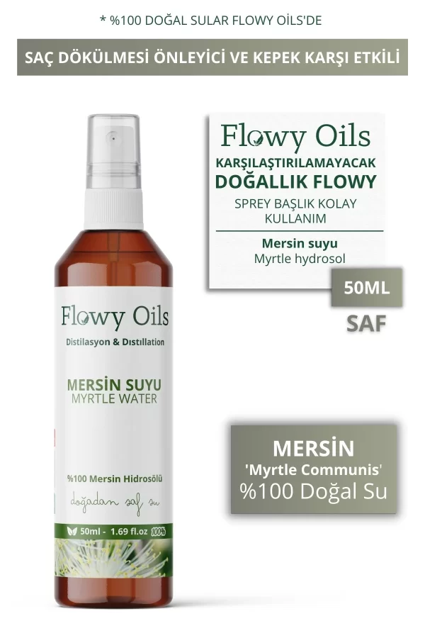 Toptan Mersin Suyu %100 Tam Saf Doğal Yağlı Distilasyon Hidrosöl Suyu Tonik Myrtle  Hydrosol Tonic 50ml