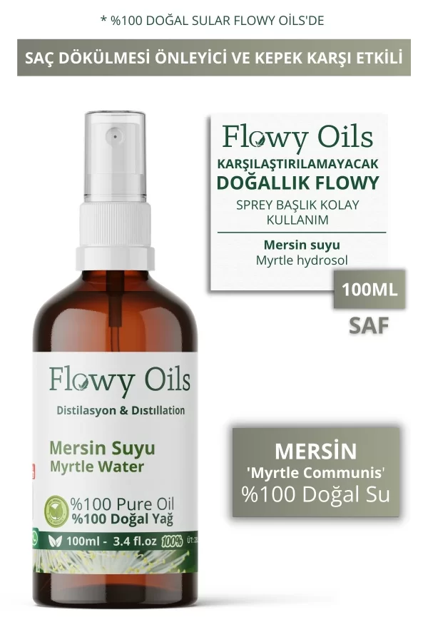 Toptan Mersin Suyu Cam Şişe %100 Tam Saf Doğal Yağlı Distilasyon Hidrosöl Suyu Myrtle Hydrosol 100ml