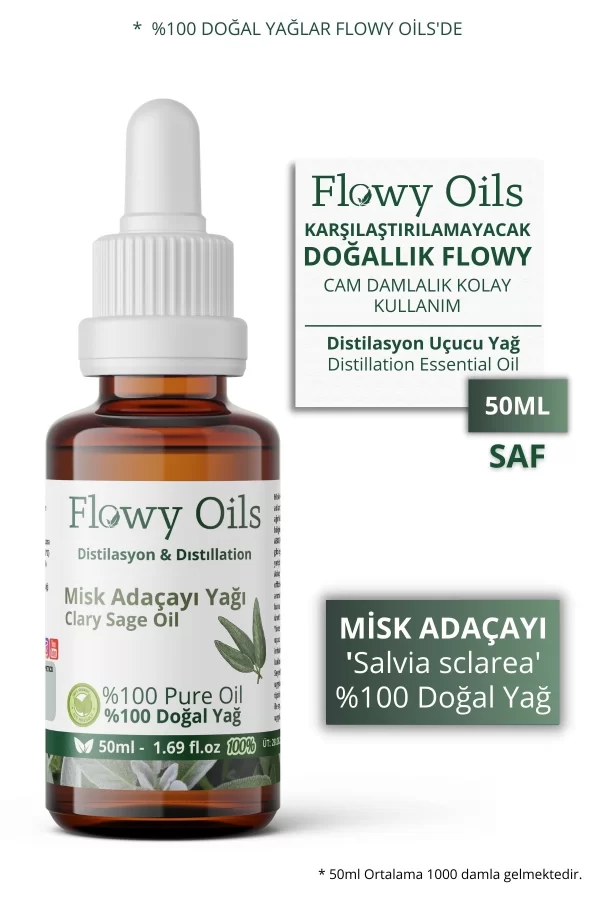 Toptan Misk Adaçayı Yağı %100 Doğal Bitkisel Uçucu Yağ Clary Sage Oil 50ml