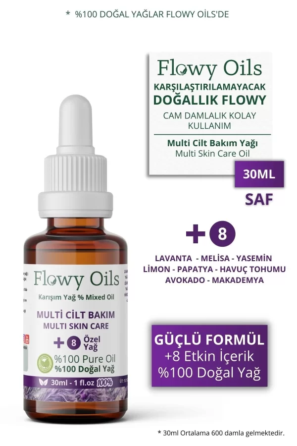 Toptan Multi Cilt Bakım Yağı +8 Yağ İçeren %100 doğal karışım Multi Skin Care Oil 30ml