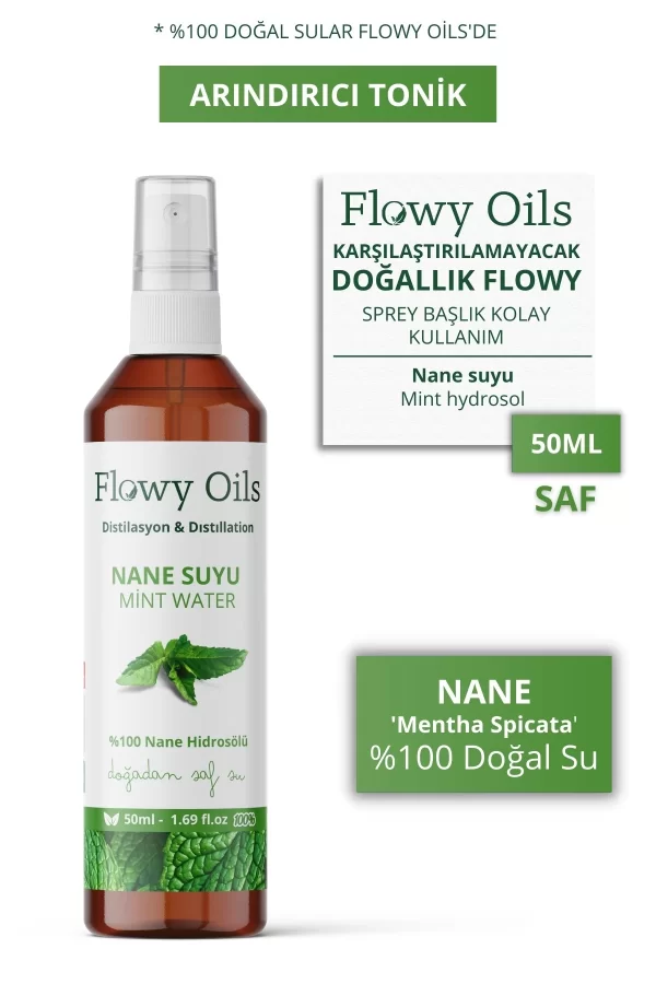 Toptan Nane Suyu Arındırıcı Tonik %100 Tam Saf Doğal Yağlı Distilasyon Hidrosöl Suyu Mint Hydrosol  50ml