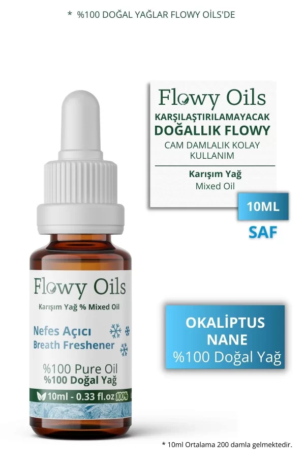 Toptan Nefes Açıcı Karşım Uçucu Yağ Okaliptüs/Nane %100 Doğal Bitkisel Uçucu Yağ Breath Freshener Oil 10ml