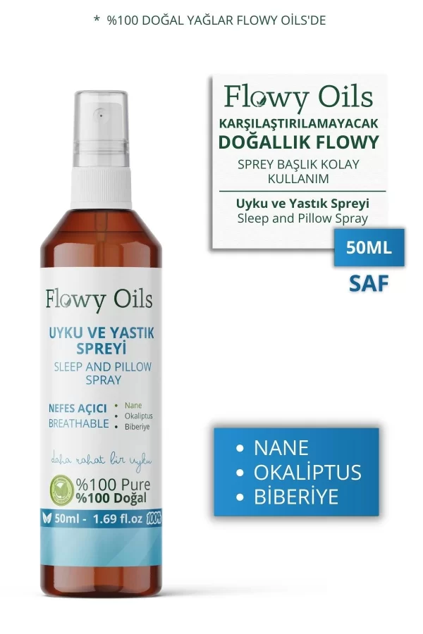 Toptan Nefes Açıcı Uyku ve Yastık Spreyi Okaliptus, Nane, Biberiye Breathable Sleep And Pıllow Spray 50 ml