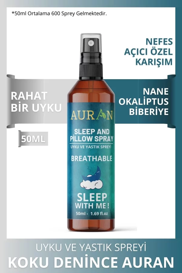 Toptan Nefes Açıcı Uyku ve Yastık Spreyi Okaliptus, Nane, Biberiye Rahatlatıcı Uyku ve Dinlenme Spreyi 50ml