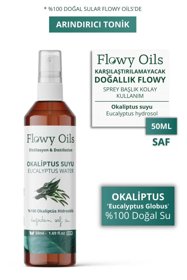 Toptan Okaliptus Suyu Arındırıcı Tonik %100 Tam Saf Doğal Yağlı Distilasyon Hidrosöl Suyu Eucalyptus  50ml