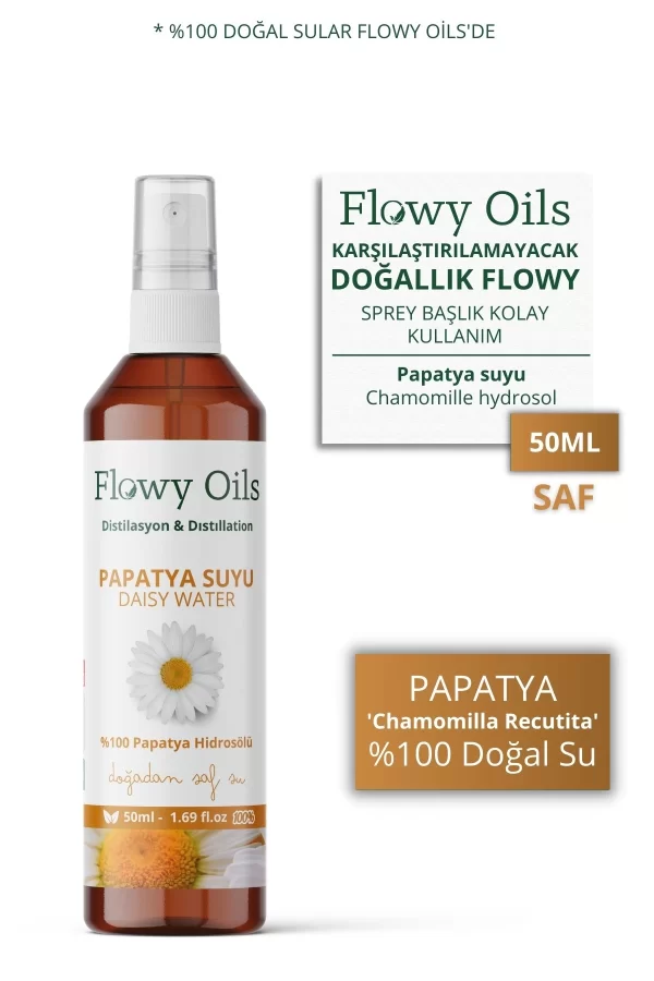 Toptan Papatya Suyu %100 Tam Saf Doğal Yağlı Distilasyon Hidrosöl Suyu Tonik Daisy Hydrosol Tonic 50ml