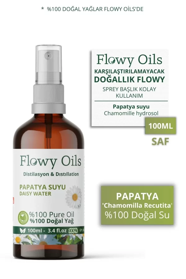 Toptan Papatya Suyu Cam Şişe %100 Tam Saf Doğal Yağlı Distilasyon Hidrosöl Suyu Chamomille hydrosol 100ML