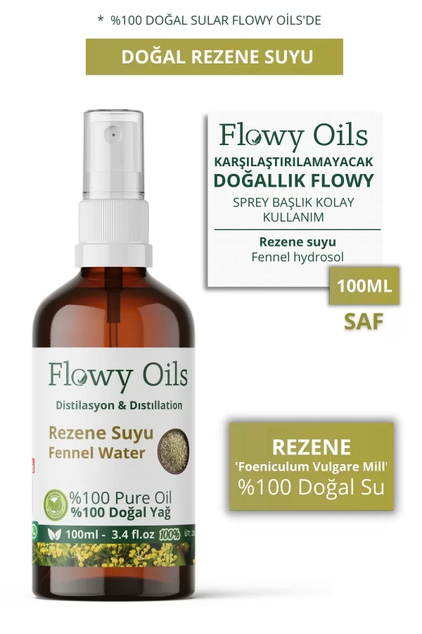 Toptan Rezene Suyu Cam Şişe %100 Tam Saf Doğal Yağlı Distilasyon Hidrosöl Suyu Fennel Hydrosol 100ml