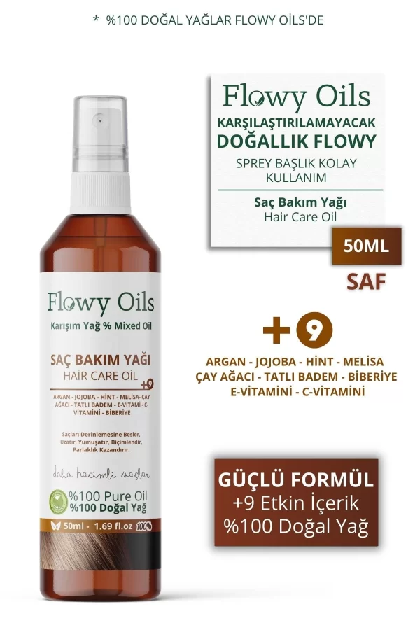 Toptan Saç Bakım Yağı +9 Yağ İçeren %100 Doğal Karışım Sprey  Hair Care Oil 50ml