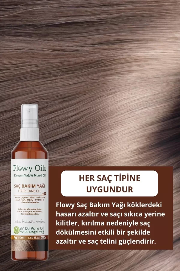 Toptan Saç Bakım Yağı +9 Yağ İçeren %100 Doğal Karışım Sprey  Hair Care Oil 50ml