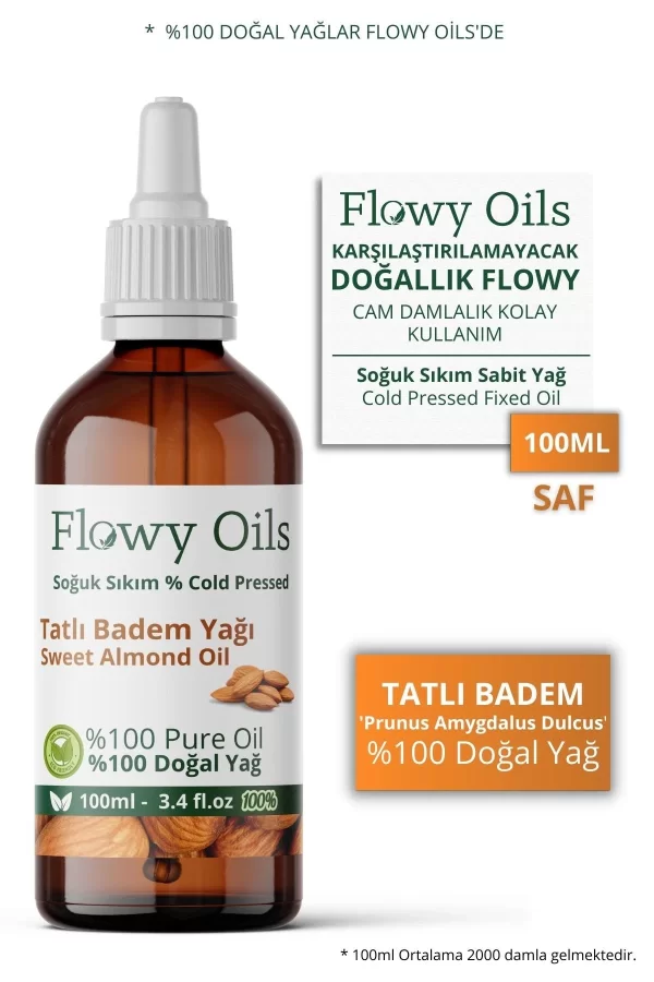 Toptan Tatlı Badem Yağı %100 Doğal Bitkisel Sabit Yağ Sweet Almond Oil 100ml