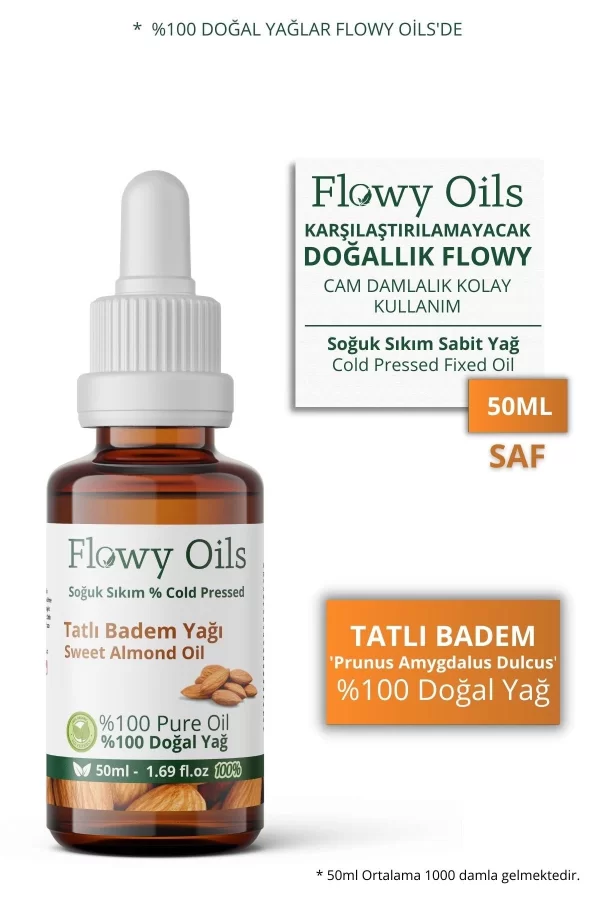 Toptan Tatlı Badem Yağı %100 Doğal Bitkisel Sabit Yağ Sweet Almond Oil 50ml