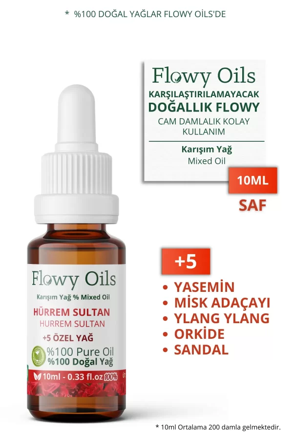 Toptan Flowy Hürrem Sultan Doğal Özel bakım yağı %100 Saf karışım Hürrem Aphro Mixed Oil 10ml