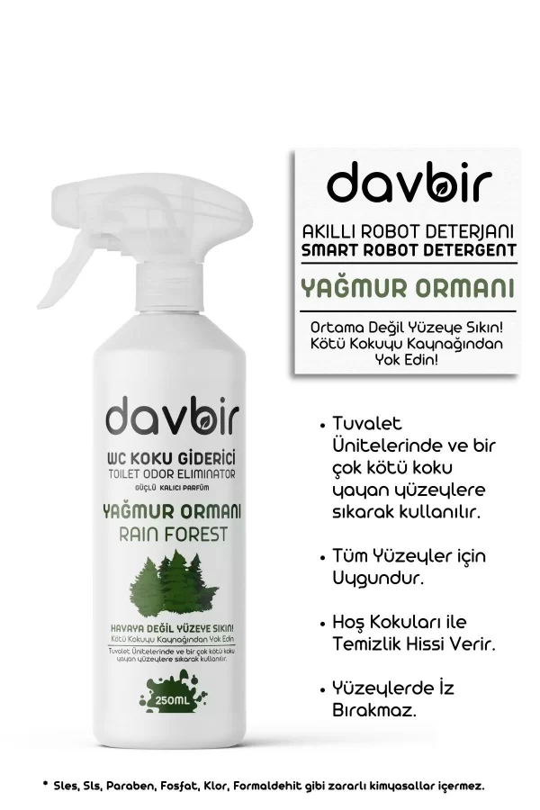 Toptan Yağmur Ormanı Kokulu Wc Kötü Koku Giderici Ultra Kalıcı Yüzey Parfümü 250ML