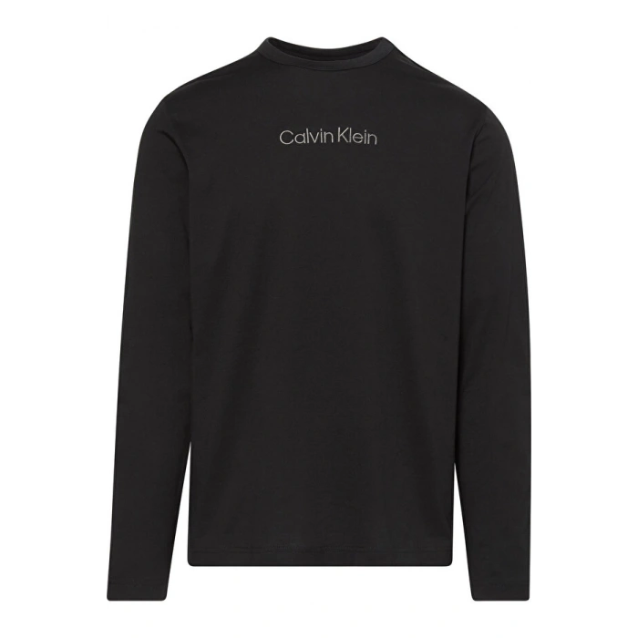 Calvin Klein Erkek Regular Fit Pamuklu Bisiklet Yaka Uzun Kollu Siyah T-Shirt