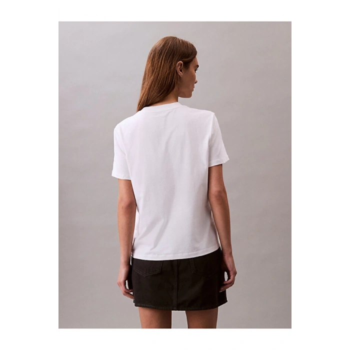Calvin Klein Jeans Yuvarlak Yaka Baskılı Beyaz Kadın T-Shirt