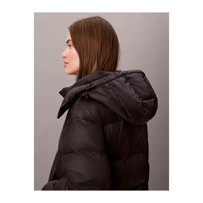 Kadın Marka Logolu Fermuar Ve Kapüşon Detaylı Şık Görünüşlü Kışlık Kullanıma Uygun Siya