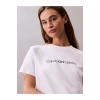 Calvin Klein Jeans Yuvarlak Yaka Baskılı Beyaz Kadın T-Shirt