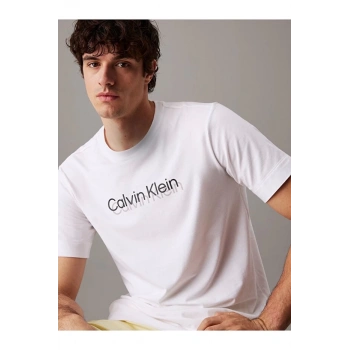 Calvin Klein Beyaz Yuvarlak Yaka Erkek T-Shirt