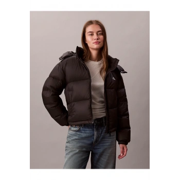 Kadın Marka Logolu Fermuar Ve Kapüşon Detaylı Şık Görünüşlü Kışlık Kullanıma Uygun Siya