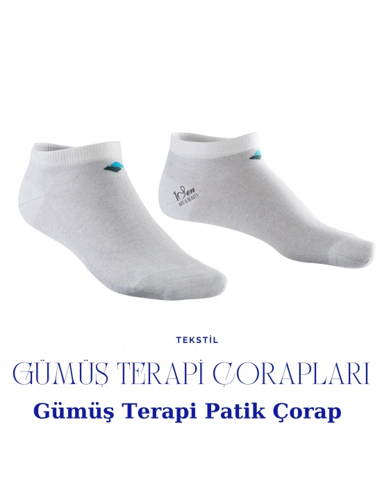 Gümüş Terapi Patik Çorap / Unisex Beyaz