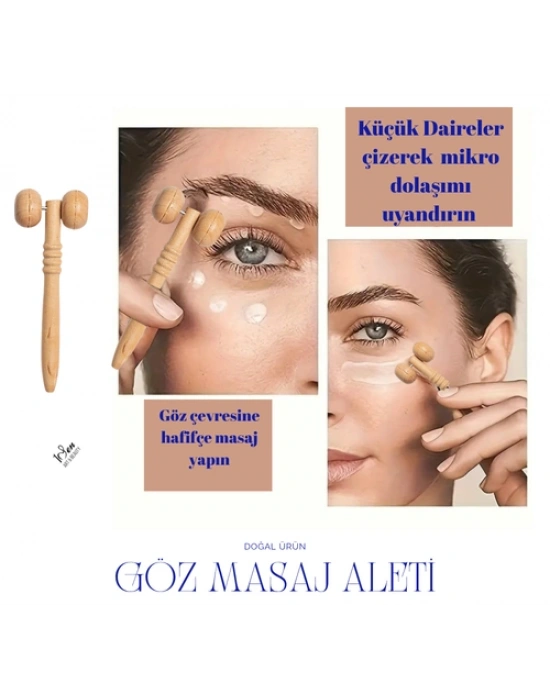 1Sen Art & Beauty 4 lü Işıltı Seti -(Hint yağı -Göz Çevresi Soğutucu Masaj Aleti – Ahşap Masaj Aleti -Sedef Kaşık) Şişlik, Morluk ve İnce Çizgi Karşıtı Metal Roller