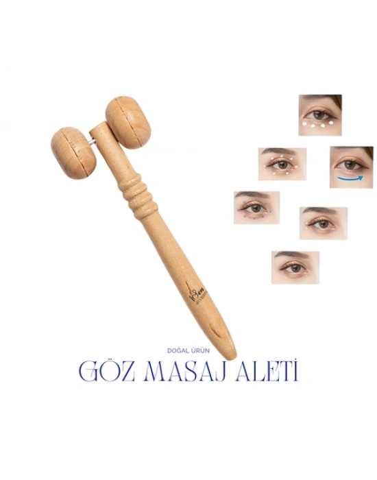 1Sen Art & Beauty 4 lü Işıltı Seti -(Hint yağı -Göz Çevresi Soğutucu Masaj Aleti – Ahşap Masaj Aleti -Sedef Kaşık) Şişlik, Morluk ve İnce Çizgi Karşıtı Metal Roller