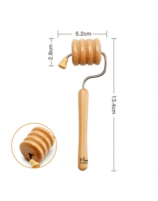 1Sen Art & Beauty 4 lü Işıltı Seti -(Hint yağı -Göz Çevresi Soğutucu Masaj Aleti – Ahşap Masaj Aleti -Sedef Kaşık) Şişlik, Morluk ve İnce Çizgi Karşıtı Metal Roller