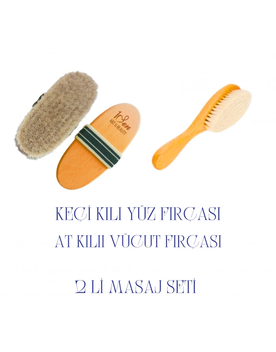 At Kılı Yüz Ve Keçi Kılı Vücut Fırça Seti 2 li set